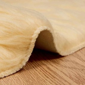vidaXL Ψεύτικο Δέρμα Προβάτου Χαλί Tafalla Κρεμ Ø 80 cm Πολυεστέρας