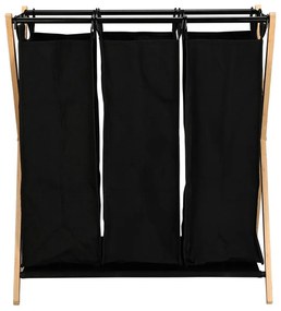 ESTIA ΚΑΛΑΘΙ ΑΠΛΥΤΩΝ BAMBOO ESSENTIALS 102lt 3 ΘΕΣΕΩΝ 68x40x76cm ΜΑΥΡΟ