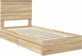 vidaXL Κρεβάτι Αποθήκης Δρύς Sonoma 75 x 190 cm Επεξεργασμένο ξύλο
