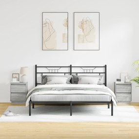 vidaXL Κομοδίνα  με LED Φώτα 2 τεμάχια Γκρι Σοναμά 39x34.5x50 εκ.