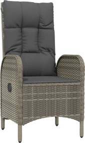 vidaXL Σετ Τραπεζαρίας Κήπου 7 τεμ. Γκρι Συνθ. Ρατάν με Μαξιλάρια