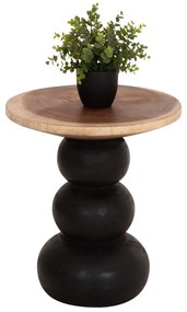 ΒΟΗΘΗΤΙΚΟ ΤΡΑΠΕΖΑΚΙ ΣΤΡΟΓΓΥΛΟ JACKY HM9890 SUAR ΞΥΛΟ ΦΥΣΙΚΟ & ΜΑΥΡΟ Φ40x45,5Υεκ.