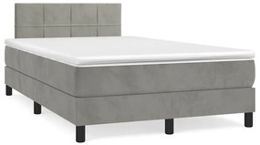 vidaXL Κρεβάτι Boxspring με Στρώμα & LED Αν.Γκρι 120x190εκ. Βελούδινο