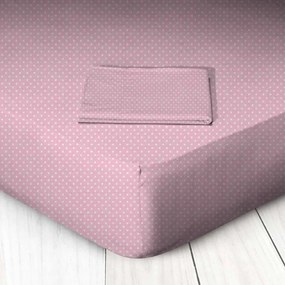 Bonsai Home Κατωσέντονο Διπλό 160×200+25 MS Line Πουά με Λάστιχο Ροζ