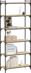 vidaXL Βιβλιοθήκη 6 Επιπέδων Sonoma Δρυς 80x30x188 εκ. Επεξεργ. Ξύλο