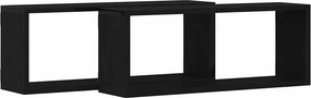 vidaXL Ράφια Τοίχου Επιτοίχιο 2 pcs Μαύρη Οξυά 60 x 15 x 23 cm