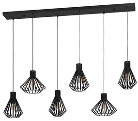 Φωτιστικό Οροφής - Ράγα Basidano 390126 142,5x37x150cm 6xE27 40W Black Eglo Steel
