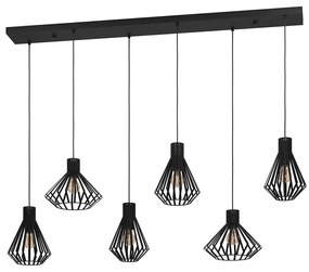 Φωτιστικό Οροφής - Ράγα Basidano 390126 142,5x37x150cm 6xE27 40W Black Eglo Ατσάλι