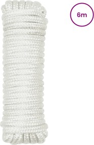 vidaXL Σχοινί Boat 2 mm 6 m Λευκό Πολυεστέρας