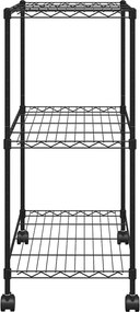 vidaXL Ραφιέρα 3 Επιπέδων με Τροχούς Μαύρη 60x35x81 εκ. 150 κ.