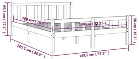 Πλαίσιο Κρεβατιού Καφέ Μελί 140 x 200 εκ. από Μασίφ Ξύλο - Καφέ