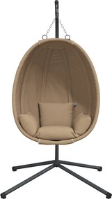vidaXL Πολυθρόνα Egg Κρεμαστή με Βάση Taupe Ύφασμα / Ατσάλι