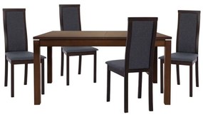 Τραπεζαρία (Σετ 5Τμχ) HM11781 Walnut-Grey 4 Θέσεων Wood, Fabric