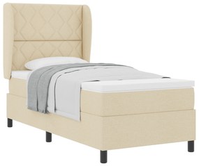 vidaXL Κρεμ Κεντρικό Κρεβάτι με Στρώμα, 90x200 εκ. Ύφασμα