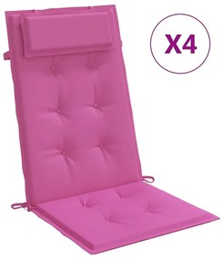 Μαξιλάρια Καρέκλας με Ψηλή Πλάτη 4 τεμ. Ροζ από Ύφασμα Oxford - Ροζ
