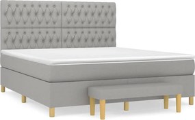vidaXL Κρεβάτι Boxspring με Στρώμα Ανοιχτό Γκρι 180x200 εκ. Υφασμάτινο