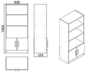 Βιβλιοθήκη ArteLibre EDGWARE Οξιά/Μαύρο Μοριοσανίδα 63.6x37.6x140cm - 15350131