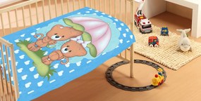 Κουβέρτα Κούνιας Βελουτέ 110x140εκ. Rainy Bears 05 Sky Blue DimCol