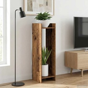 vidaXL Βάση φυτών με ράφι Παλιό ξύλο 30 x 30 x 100 εκ