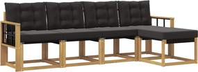 vidaXL Σειρά Καναπέ Εξωτερικού με μαξιλάρι 5 pcs Λευκό και Μαύρο