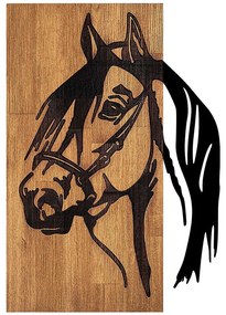 Διακοσμητικό Τοίχου Horse 899SKL2304 40x3x58cm Walnut-Black Wallity Μέταλλο,Ξύλο