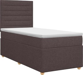 vidaXL Κρεβάτι box spring με στρώμα Σκούρο Καφέ 100 x 200 cm Ύφασμα