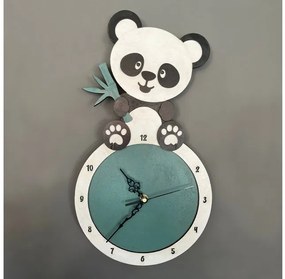 Μικρό panda Χειροποίητο Παιδικό Ρολόι τοίχου ξύλινο 24x44cm ROL-114 Mood4Wood-ROL-114-Πολύχρωμο ROL-114