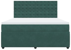 Κρεβάτι Boxspring με Στρώμα Σκούρο Πράσινο 180x200εκ. Βελούδινο - Πράσινο