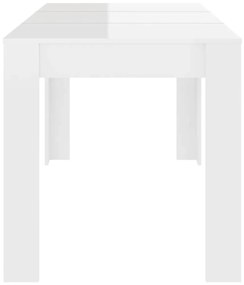 vidaXL Τραπεζαρία Γυαλιστερό Λευκό 140 x 74,5 x 76 εκ. από Επεξ. Ξύλο