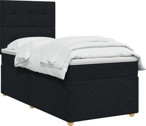 vidaXL Κρεβάτι box spring με στρώμα Μαύρο 90 x 200 cm Ύφασμα