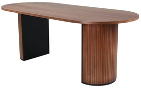 Τραπέζι Dallas 1712, Καρυδί, Μαύρο, 75x90x200cm, Ινοσανίδες μέσης πυκνότητας, Φυσικό ξύλο καπλαμά, Φυσικό ξύλο καπλαμά, Ινοσανίδες μέσης πυκνότητας