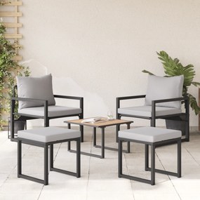 vidaXL Σετ Καναπέ Κήπου 4 pcs Μαύρο 61 x 72.5 x 71 εκ. Ατσάλι