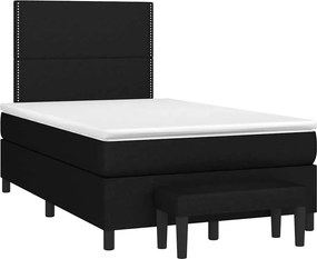 vidaXL Κρεβάτι Boxspring με Στρώμα Μαύρο 120x190 εκ. Υφασμάτινο