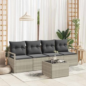 vidaXL Σετ Καναπέ Κήπου 5 pcs Ανοιχτό γκρι, Σκουρό Γκρι
