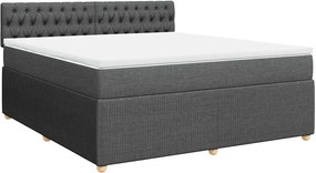 vidaXL Κρεβάτι Boxspring με Στρώμα Σκούρο Γκρι 180x200 εκ Υφασμάτιν