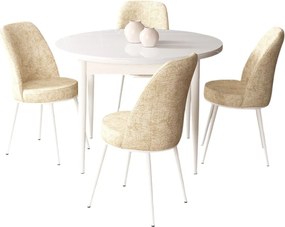 Dining Table &amp; Chairs Set (5 Pieces) Tor - White, Cream White
Cream