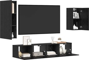 vidaXL Σετ επίπλου τηλεόρασης 4 pcs Μαύρη Οξυά Επεξεργασμένο ξύλο