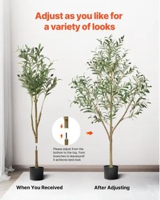 VEVOR 150cm Artificial Olive Tree Tall Fake Plant with Pot for Home Office