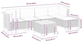 Σετ Καναπέ Κήπου 6 τεμ. Μπεζ Συνθετικό Ρατάν με Μαξιλάρια - Μπεζ