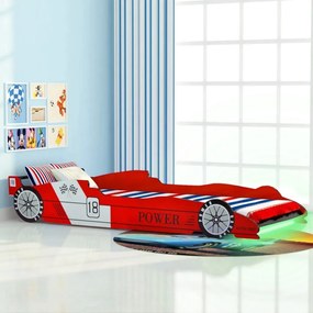 Κρεβάτι Παιδικό Αγωνιστικό Αυτοκίνητο με LED Κόκκινο 90x200 εκ. - Κόκκινο