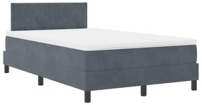 vidaXL Κρεβάτι Box Spring  με Στρώμα Σκούρο Γκρι 120x200 εκ Βελούδο