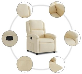 vidaXL Πολυθρόνα Ανακλινόμενη Κρεμ Υφασμάτινη