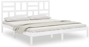 vidaXL Πλαίσιο Κρεβατιού Λευκό 180 x 200 εκ. Μασίφ Ξύλο Super King