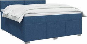 vidaXL Κρεβάτι box spring με στρώμα Μπλε 140 x 190 cm Ύφασμα