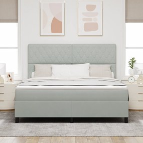 vidaXL Κρεβάτι Box Spring με Στρώμα & Φωτισμό LED Γκρι 180x200 εκ. Βελούδο