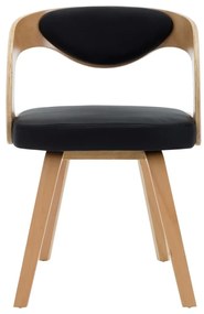 Καρέκλες Τραπεζαρίας 6 τεμ. Μαύρες Λυγισμ. Ξύλο/Συνθετικό Δέρμα - Μαύρο