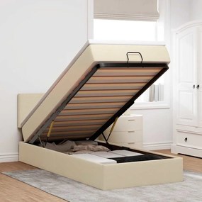 vidaXL Οθωμανικό κρεβάτι με στρώμα Cream 100x200cm ύφασμα
