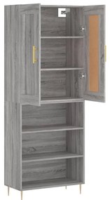 vidaXL Ντουλάπι Γκρι Sonoma 69,5 x 34 x 180 εκ. Επεξεργασμένο Ξύλο