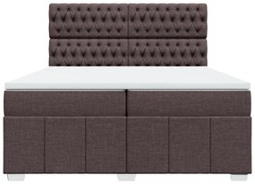 Κρεβάτι Boxspring με Στρώμα Σκούρο Καφέ 200x200 εκ. Υφασμάτινο - Καφέ