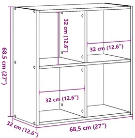 Βιβλιοθήκη Μαύρο 68,5x32x68,5 εκ. από Επεξεργασμένο Ξύλο - Μαύρο